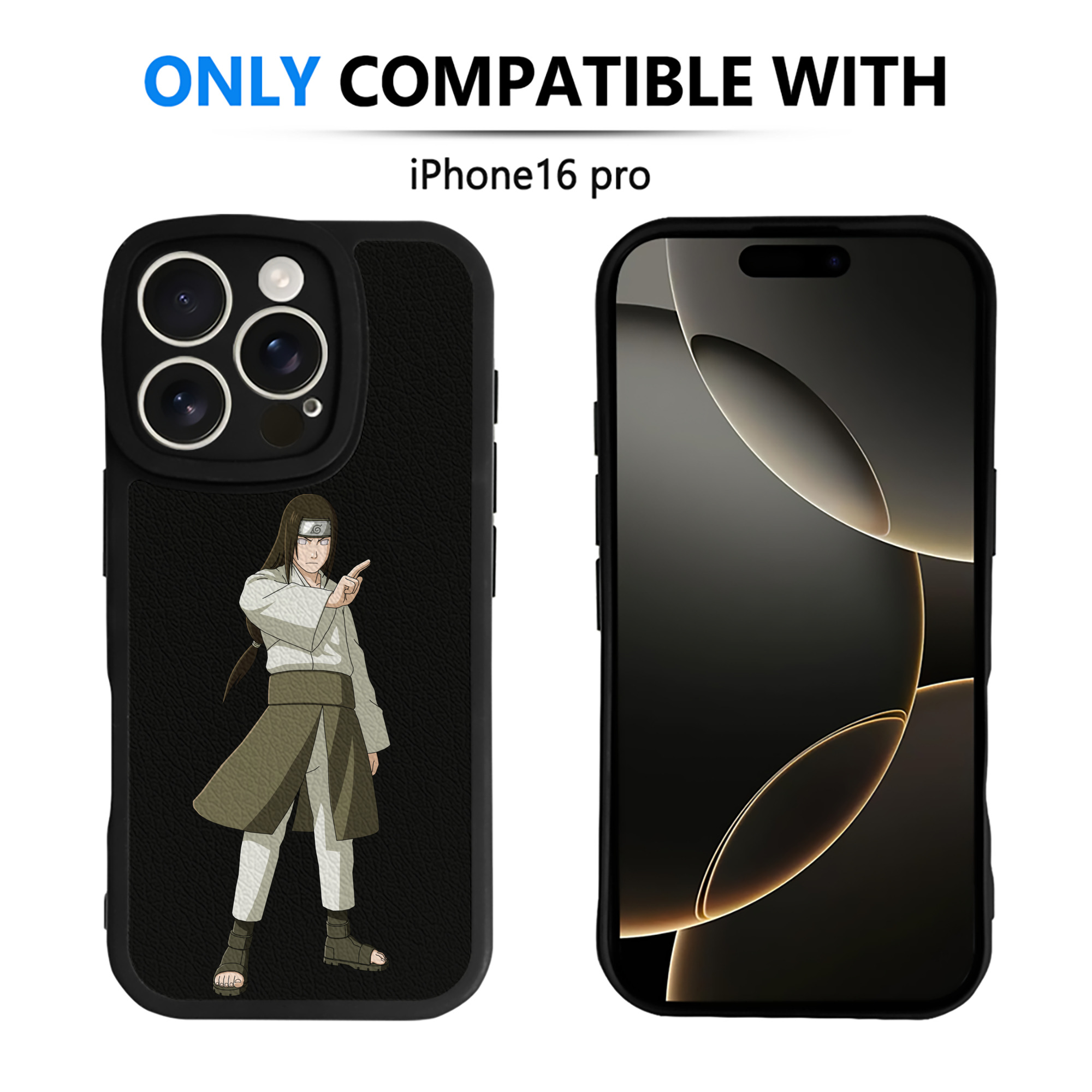 （画像用） NARUTO -ナルト- 日向ネジ Hyūga Neji 【iPhone 16シリーズ対応】シリコンスマホケース（レザー調） 材質：シリコン